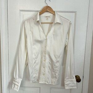Silky White Button-Up Coldwater Creek Blouse